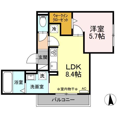 ヘリオライト(1LDK/2階)の間取り写真