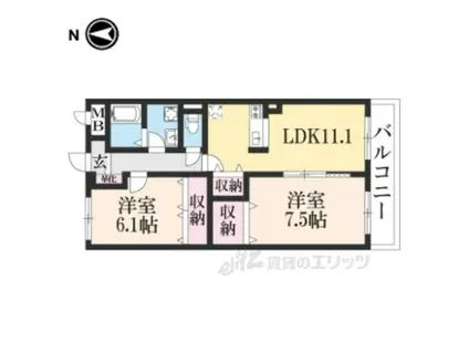 ブレイン長浜Ⅰ(2LDK/3階)の間取り写真