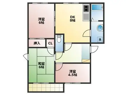 ユトリロ一色町 B(3DK/2階)の間取り写真