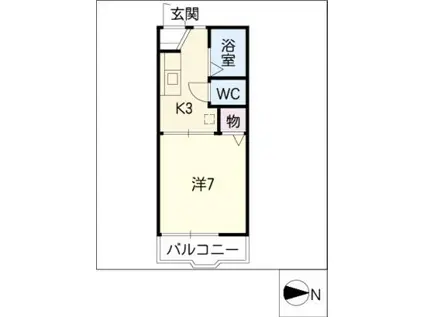 タウニー竹柴(1K/2階)の間取り写真