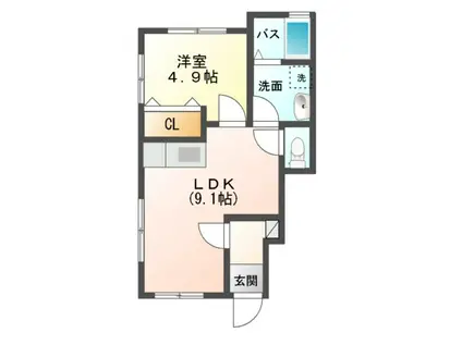 PURE FORESTII・III(1LDK/1階)の間取り写真