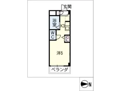 シャトー岐大 A棟(1K/3階)の間取り写真