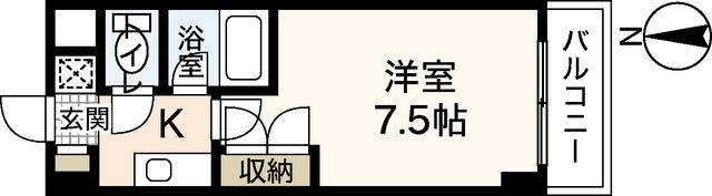 VILLA大芝(1K/8階)の間取り写真