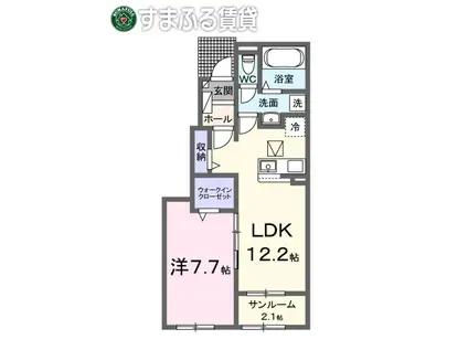 ガラシアI(1LDK/1階)の間取り写真