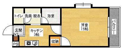 カーサ大塚(1K/2階)の間取り写真