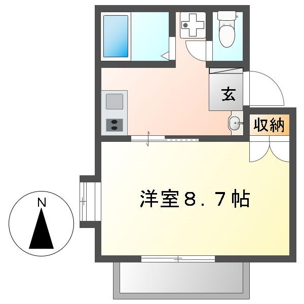 ルシエール八神(1K/1階)の間取り写真