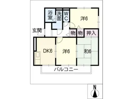 サンハイム・リリー(3DK/1階)の間取り写真