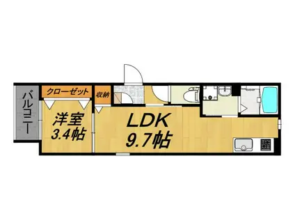 LECOCON四日市VIII(1LDK/1階)の間取り写真