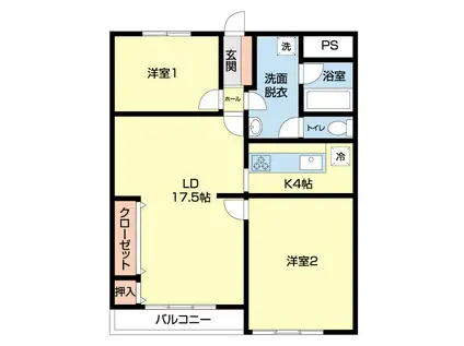 ファミール伊藤(2LDK/1階)の間取り写真
