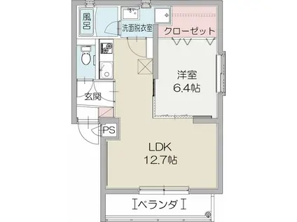 ウエストフィールド雅(1LDK/2階)の間取り写真
