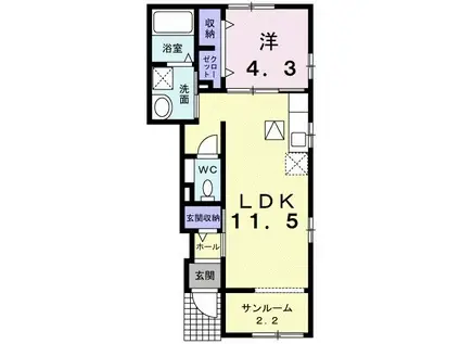 ベルス マーレ(1LDK/1階)の間取り写真