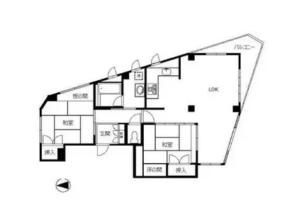 ハウスポート都立家政ビル(2LDK/2階)の間取り写真