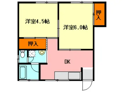 タウニィがんだ(2DK/2階)の間取り写真