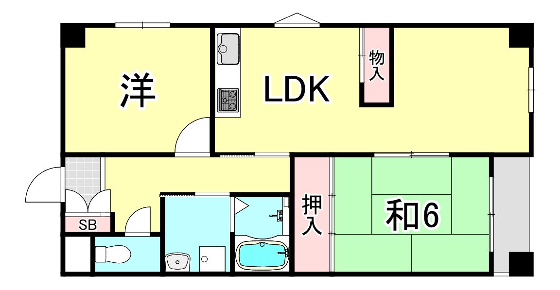 AXISクオーターパレル木津山(2LDK/3階)の間取り写真