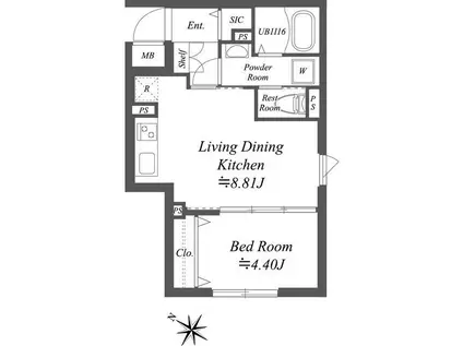 ソラシアレジデンス南大塚(1LDK/1階)の間取り写真