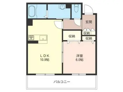 RESIDENCE FUZIMI I(1LDK/3階)の間取り写真