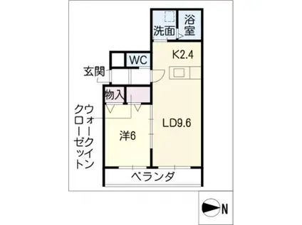 エアフォルク(1LDK/2階)の間取り写真