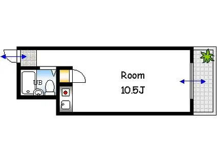 ピースシャトー加古町(ワンルーム/4階)の間取り写真