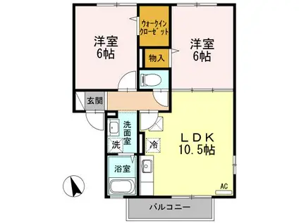 グランシャリオA棟(2LDK/1階)の間取り写真