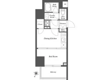 THE GATEHOUSE雑司が谷(1DK/12階)の間取り写真