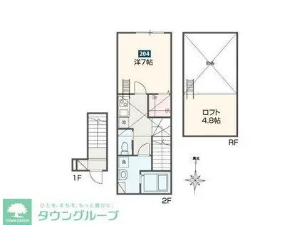 DEL CIELO小平(1K/2階)の間取り写真