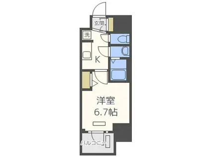 プレサンス新町ウィズ ジョイ(1K/2階)の間取り写真