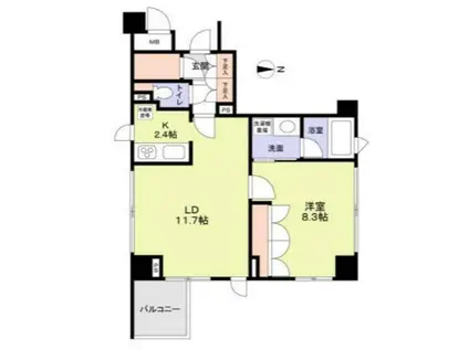 クオリア恵比寿イースト(1LDK/6階)の間取り写真