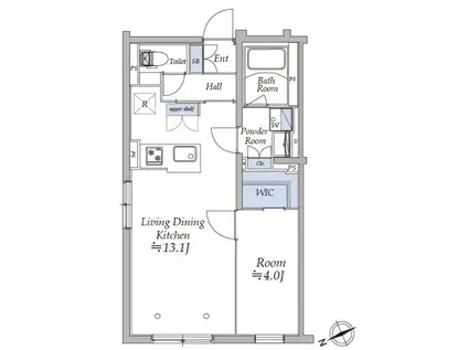 アトリオフラッツ中野新井薬師(1LDK/3階)の間取り写真
