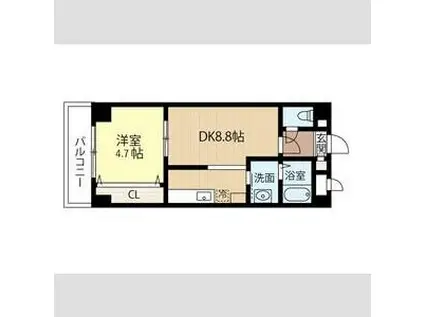 GRATIA(1LDK/8階)の間取り写真