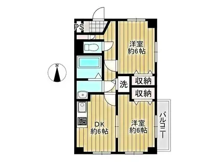 レフォール登戸(2DK/1階)の間取り写真