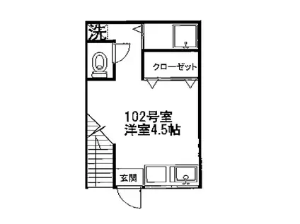 Mハウス(ワンルーム/1階)の間取り写真