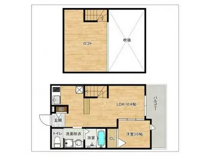 ループ諸岡(1SLDK/2階)の間取り写真