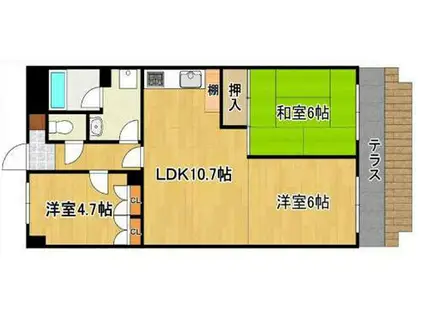 朝日プラザCITY ウエストヒル神戸 A(3LDK/1階)の間取り写真