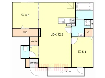 クローバー富士3号館(2LDK/1階)の間取り写真