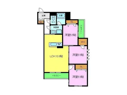 BOSCO堺(3LDK/3階)の間取り写真