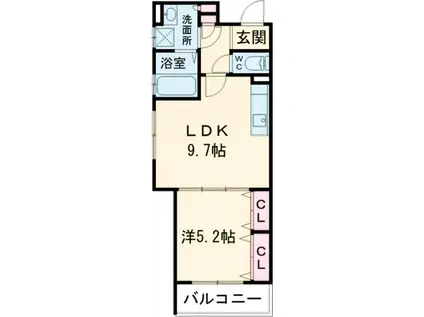 クリエオーレ柳町(1LDK/3階)の間取り写真