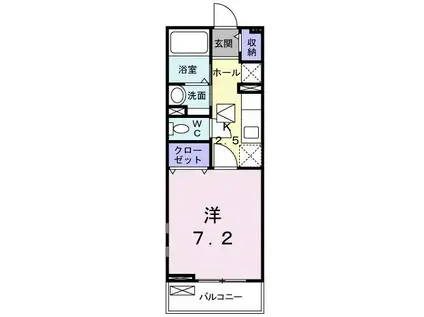 ハピア I(1K/1階)の間取り写真