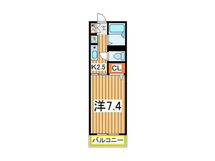 グリーンパークA(1K/2階)の間取り写真