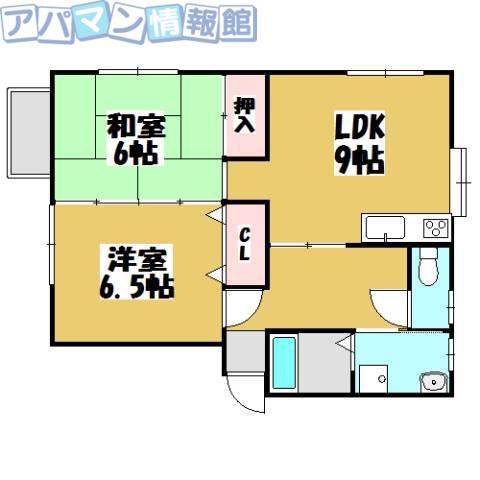 アパートメントハウスキティ(2LDK/2階)の間取り写真