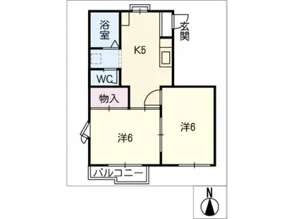 ホワイト西山(2K/1階)の間取り写真