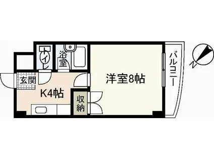 リスティア中筋(1K/4階)の間取り写真