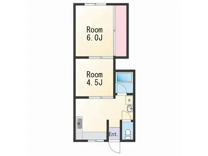 岩尾マンション(2DK/4階)の間取り写真