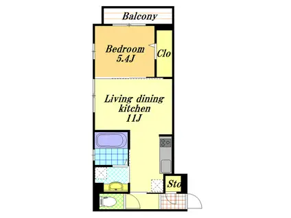 スプライトレジデンス富士見(1LDK/2階)の間取り写真