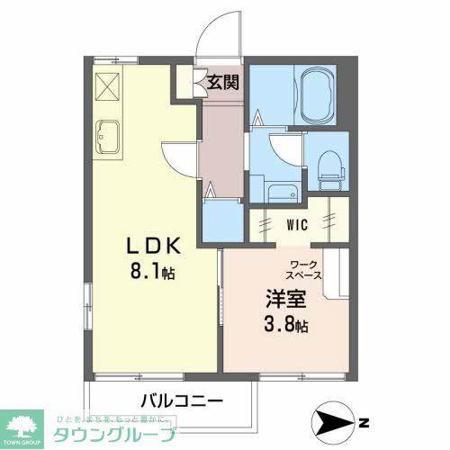 タウニー矢田(1LDK/1階)の間取り写真
