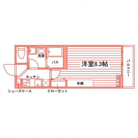 ユミト旭町(1K/1階)の間取り写真