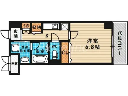 PERFECT LIFE西天満(1K/2階)の間取り写真