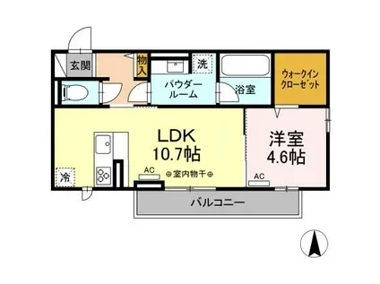 DーROOM OMOTECHO(1LDK/2階)の間取り写真