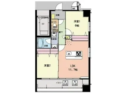 グレイスコート練馬(2LDK/5階)の間取り写真