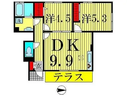 ボナールメゾン(2DK/1階)の間取り写真