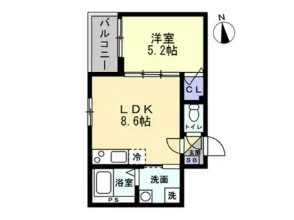 アシェント医大前(1LDK/2階)の間取り写真